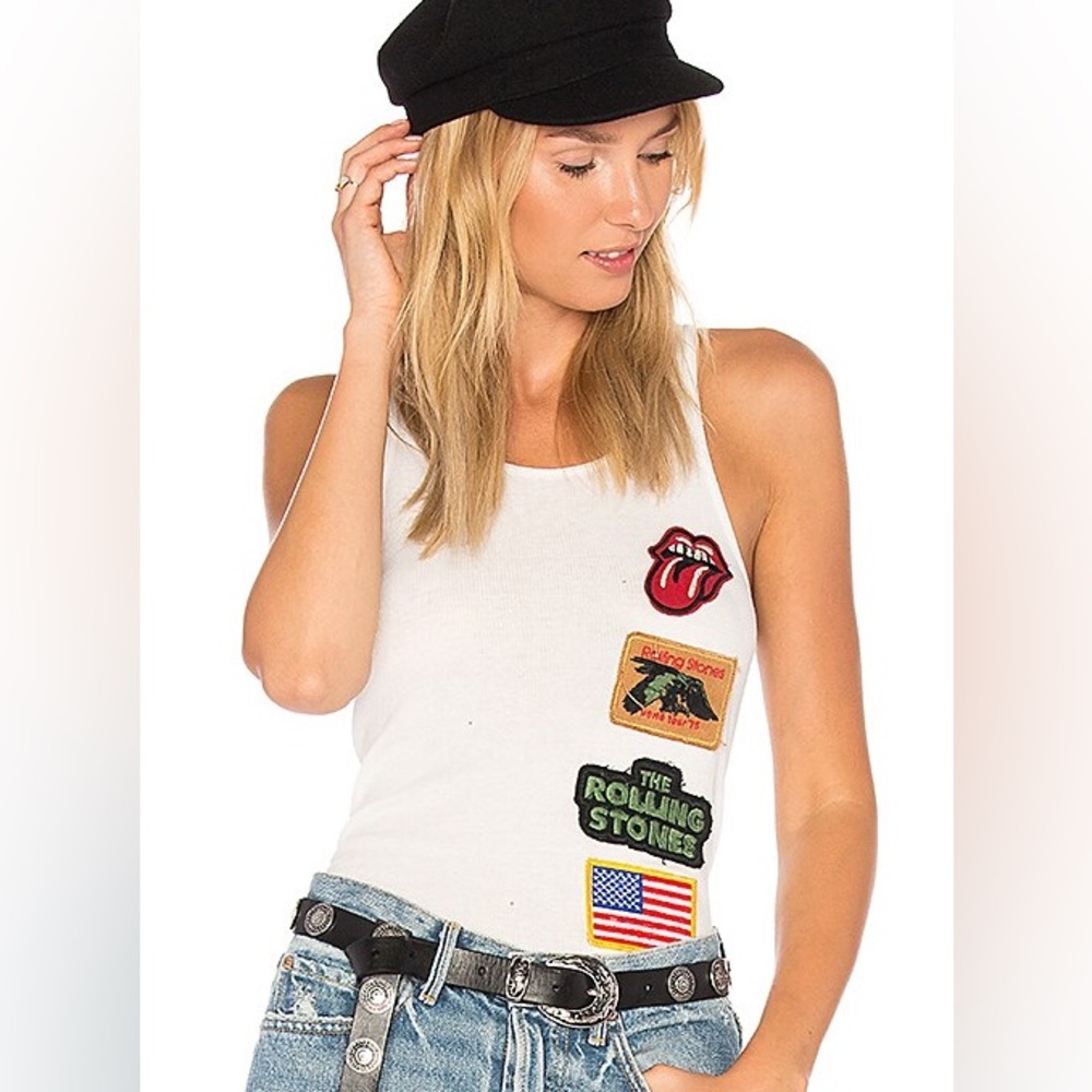 madeworn Rolling Stones Women's White Tank Top